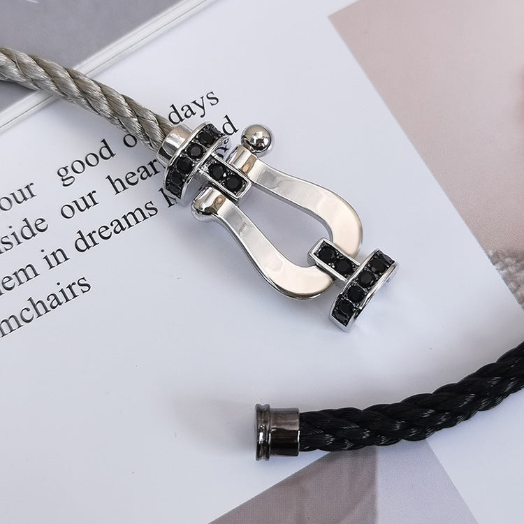 [Mystic Crown]FORCE LARGE HORSESHOE BLACK DIAMOND BRACELET SILVER