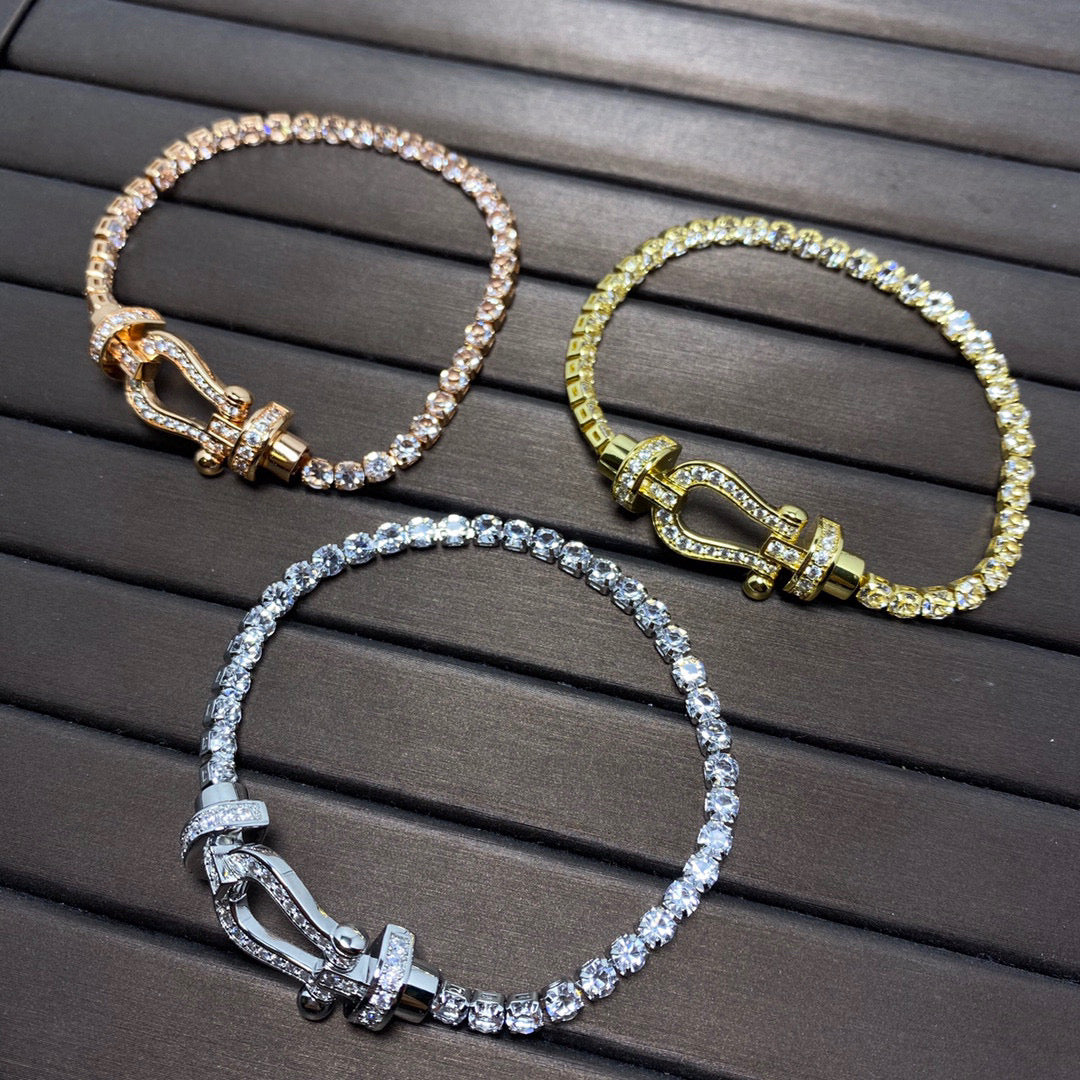 [Mystic Crown]FORCE  LARGE HORSESHOE FULL DIAMOND TENNIS BRACELET