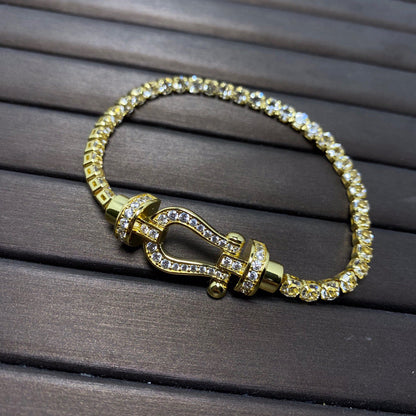 [Mystic Crown]FORCE  LARGE HORSESHOE FULL DIAMOND TENNIS BRACELET