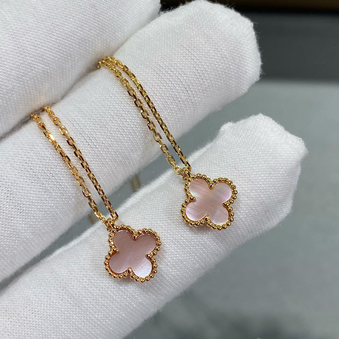 [Mystic Crown]CLOVER 15MM PINK MOTHER-OF-PEARL SINGLE FLOWER NECKLACE