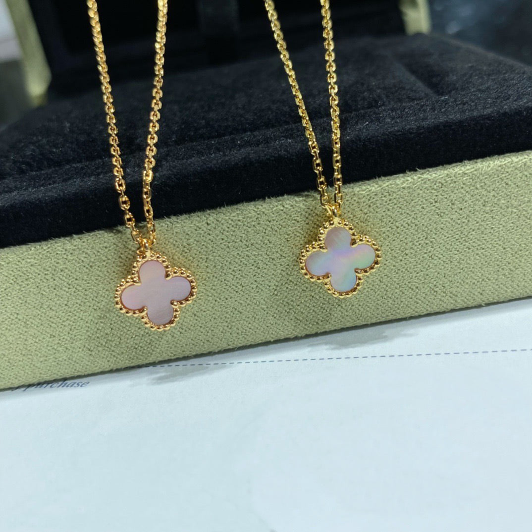 [Mystic Crown]CLOVER 15MM PINK MOTHER-OF-PEARL SINGLE FLOWER NECKLACE
