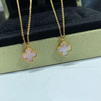[Mystic Crown]CLOVER 15MM PINK MOTHER-OF-PEARL SINGLE FLOWER NECKLACE