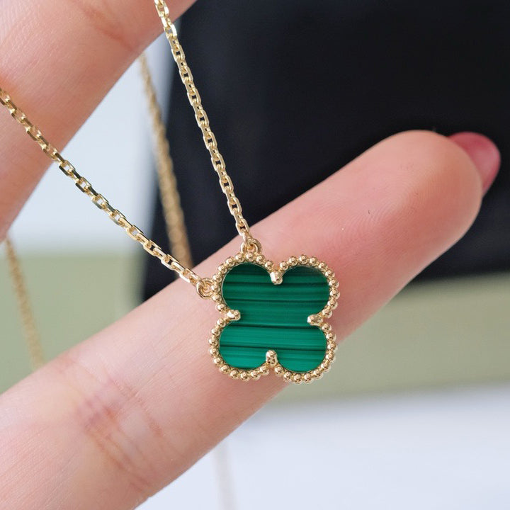 [Mystic Crown]CLOVER 15MM MALACHITE SINGLE FLOWER  NECKLACE