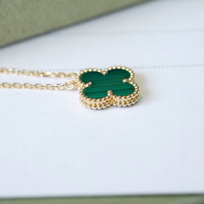 [Mystic Crown]CLOVER 15MM MALACHITE SINGLE FLOWER  NECKLACE