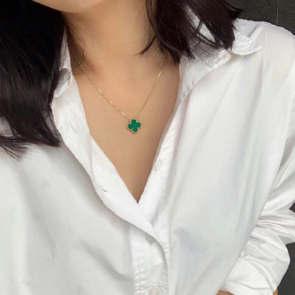 [Mystic Crown]CLOVER 15MM MALACHITE SINGLE FLOWER  NECKLACE