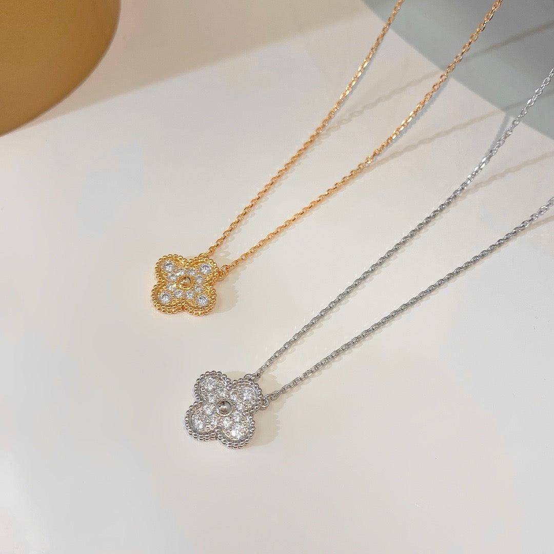 [Mystic Crown]CLOVER 15MM DIAMOND SINGLE FLOWER NECKLACE