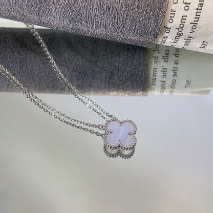 [Mystic Crown]CLOVER 15MM BLUE CHALCEDONY NECKLACE SILVER