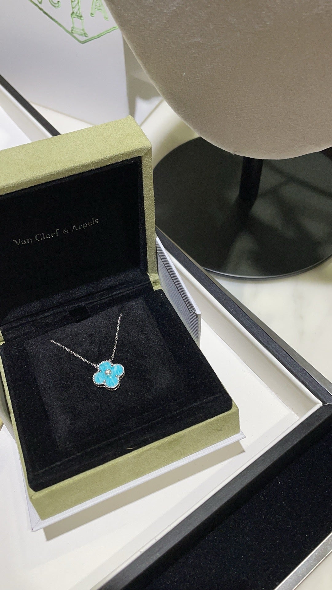 [Mystic Crown]CLOVER 15MM DIAMOND SVRES PORCELAIN  NECKLACE SILVER