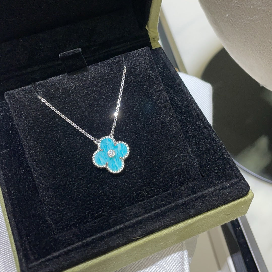 [Mystic Crown]CLOVER 15MM DIAMOND SVRES PORCELAIN  NECKLACE SILVER