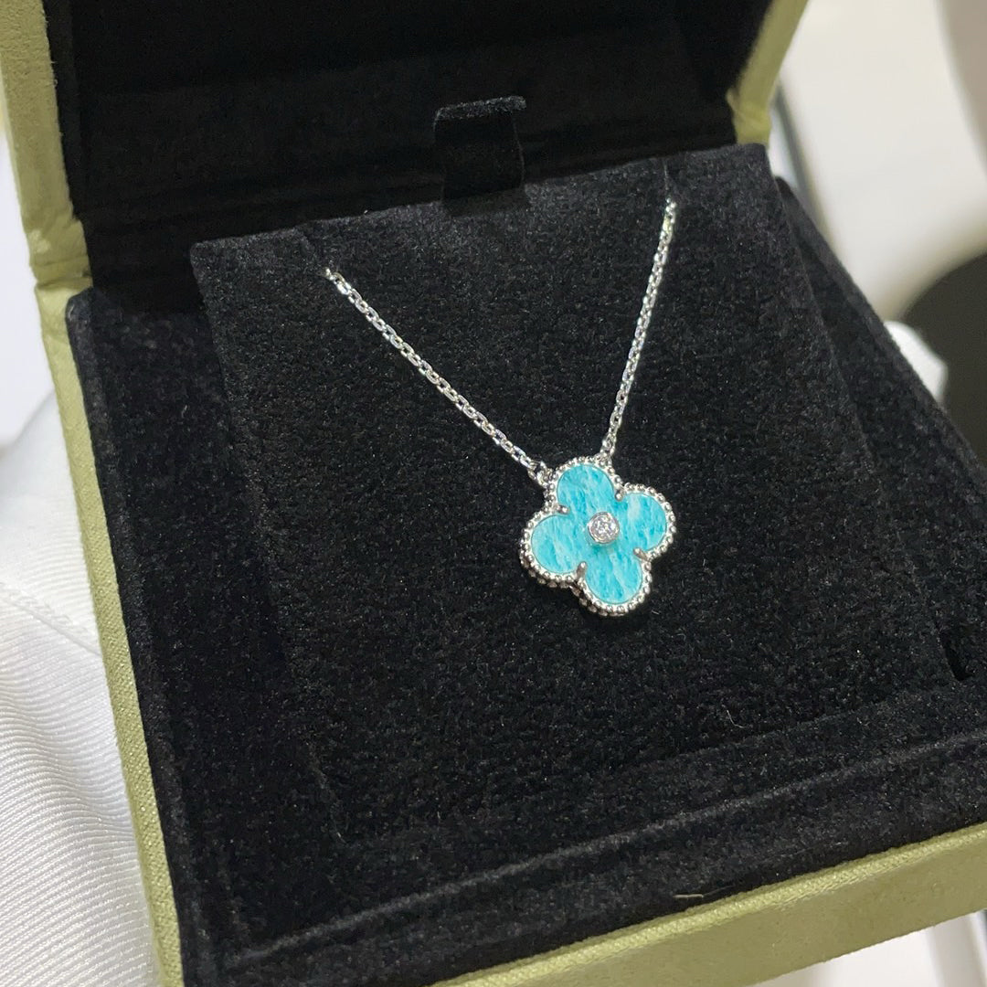 [Mystic Crown]CLOVER 15MM DIAMOND SVRES PORCELAIN  NECKLACE SILVER