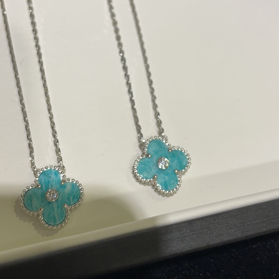 [Mystic Crown]CLOVER 15MM DIAMOND SVRES PORCELAIN  NECKLACE SILVER