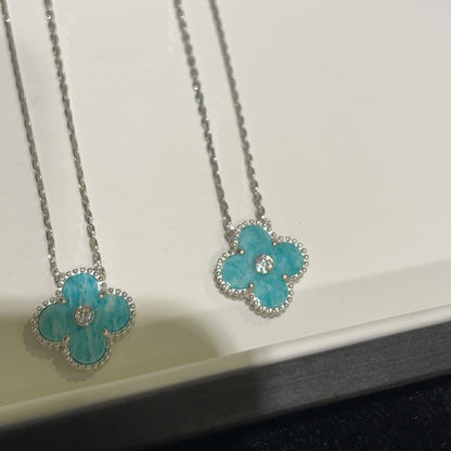 [Mystic Crown]CLOVER 15MM DIAMOND SVRES PORCELAIN  NECKLACE SILVER