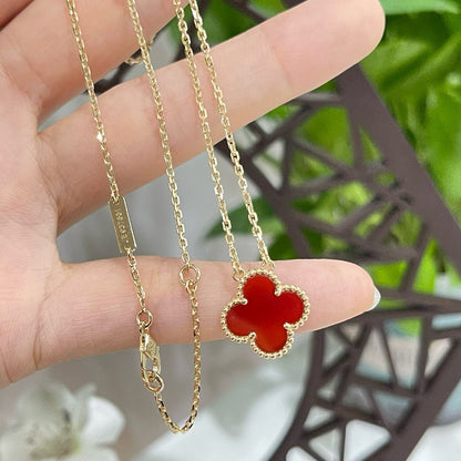 [Mystic Crown]CLOVER 15MM CARNELIAN SINGLE FLOWER NECKLACE