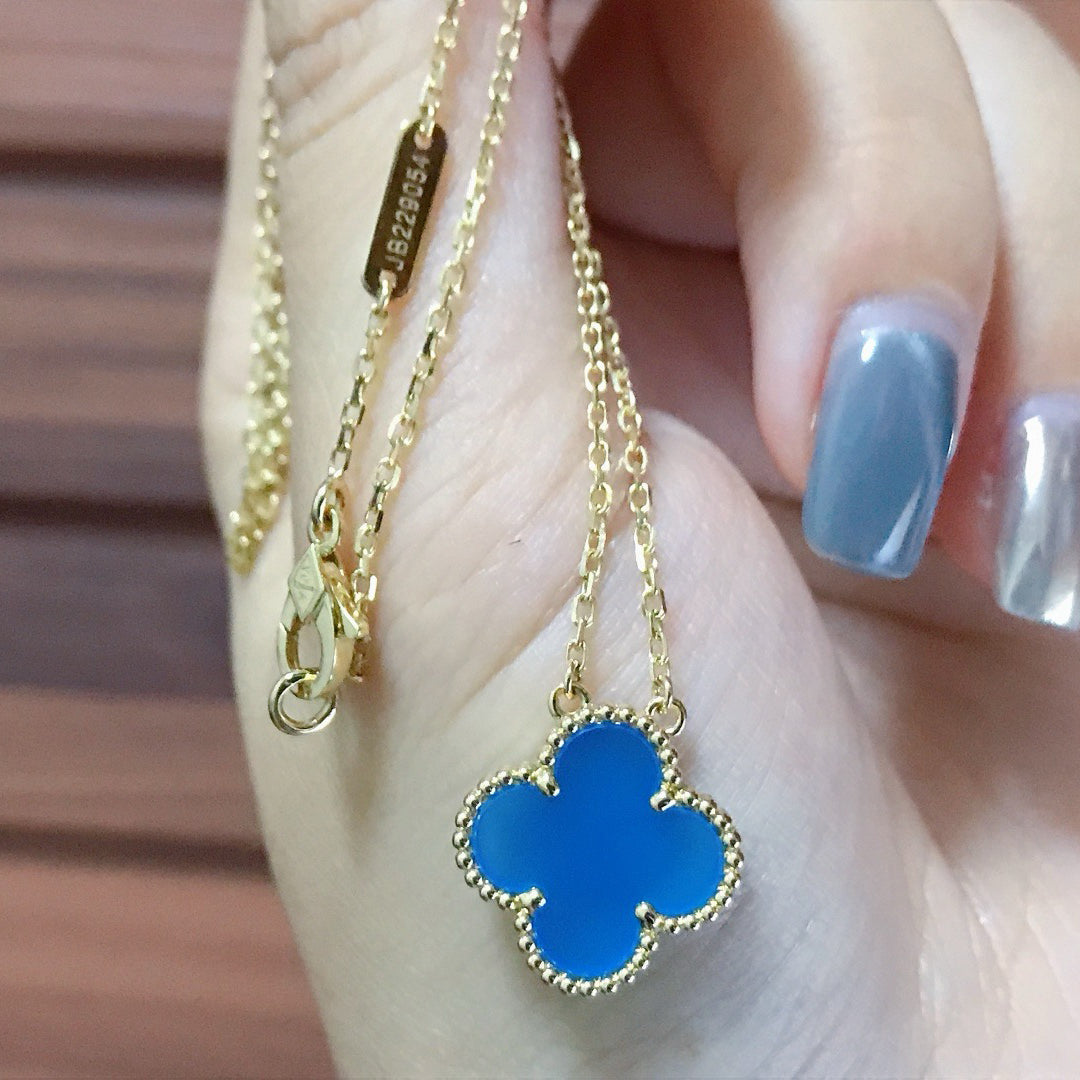 [Mystic Crown]CLOVER 15MM BLUE AGATE NECKLACE