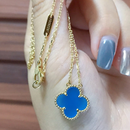 [Mystic Crown]CLOVER 15MM BLUE AGATE NECKLACE