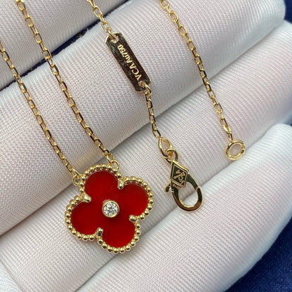 [Mystic Crown]CLOVER 15MM DIAMOND CARNELIAN NECKLACE