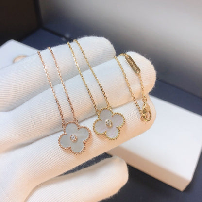 [Mystic Crown]CLOVER 15MM DIAMOND WHITE FRITILLARIA NECKLACE