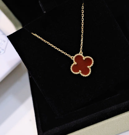 [Mystic Crown]CLOVER 15MM CARNELIAN SINGLE FLOWER NECKLACE