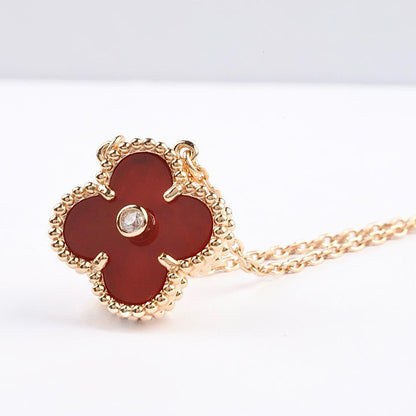 [Mystic Crown]CLOVER 15MM DIAMOND CARNELIAN NECKLACE