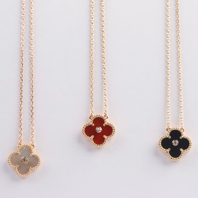 [Mystic Crown]CLOVER 15MM DIAMOND CARNELIAN NECKLACE