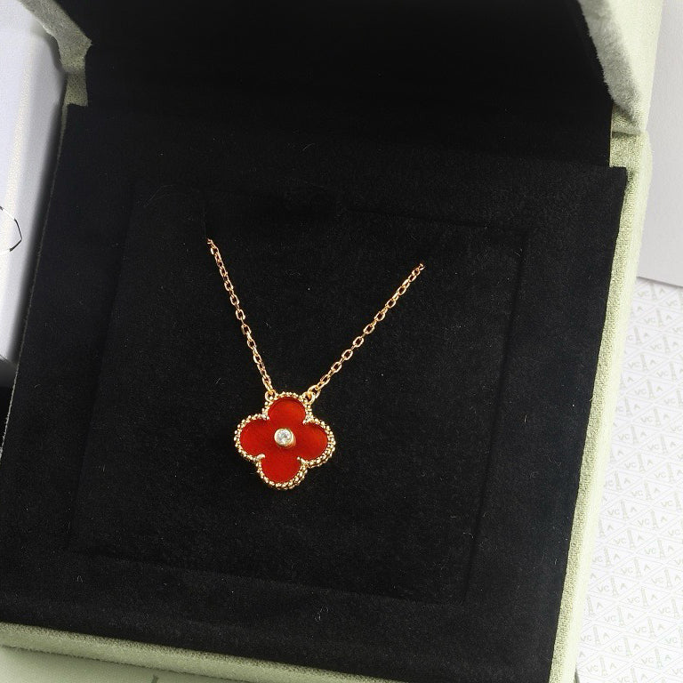 [Mystic Crown]CLOVER 15MM DIAMOND CARNELIAN NECKLACE
