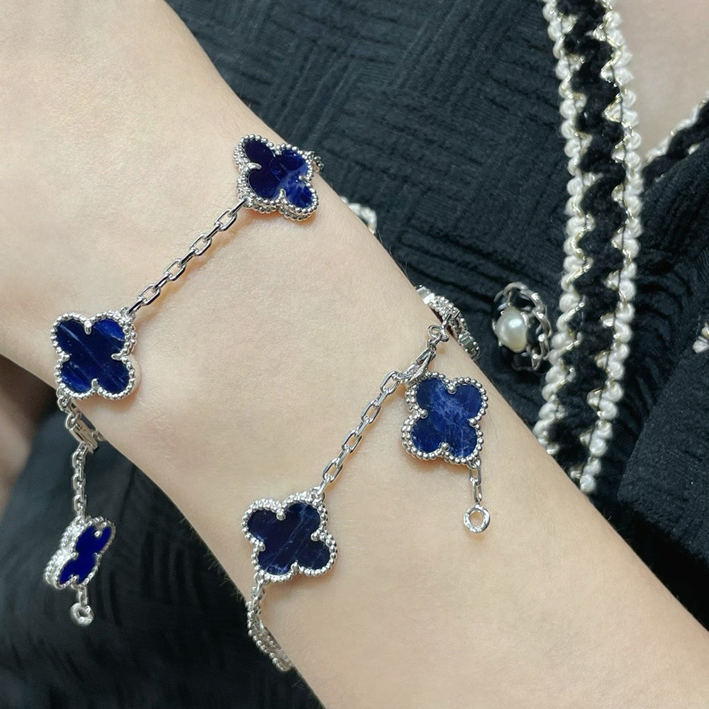 [Mystic Crown]CLOVER 5 MOTIF PIETERSITE SILVER BRACELET