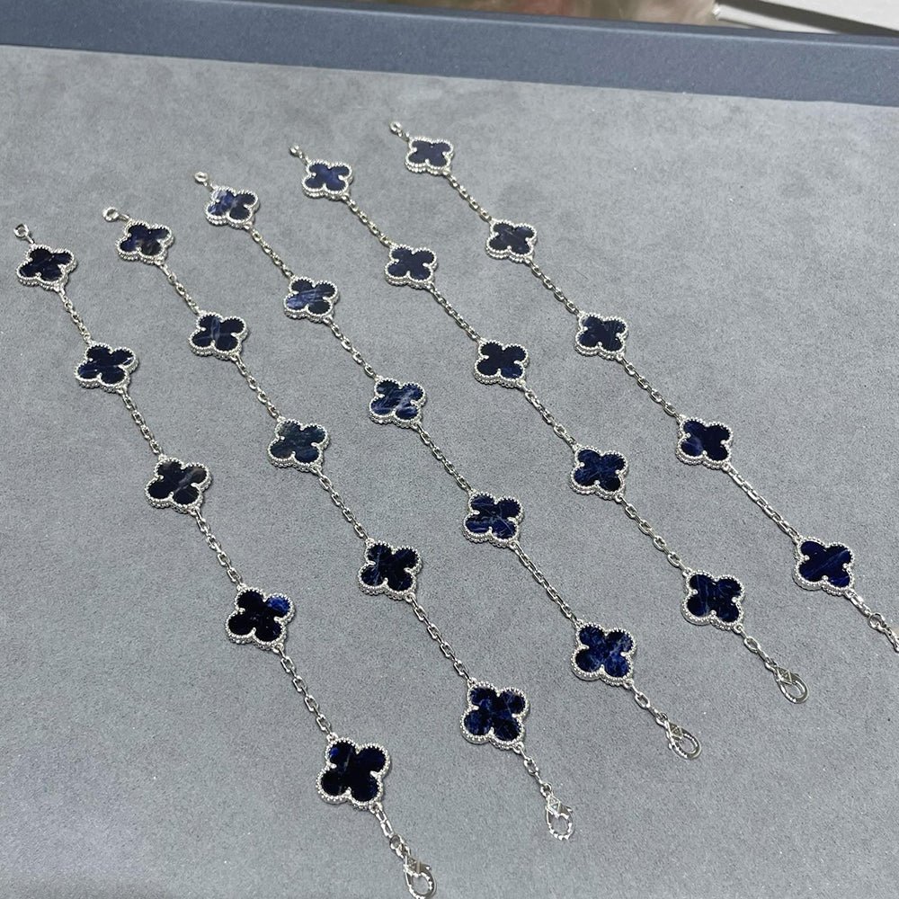 [Mystic Crown]CLOVER 5 MOTIF PIETERSITE SILVER BRACELET