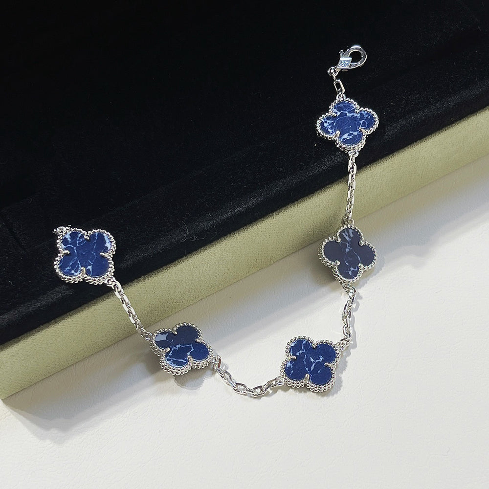 [Mystic Crown]CLOVER 5 MOTIF PIETERSITE SILVER BRACELET