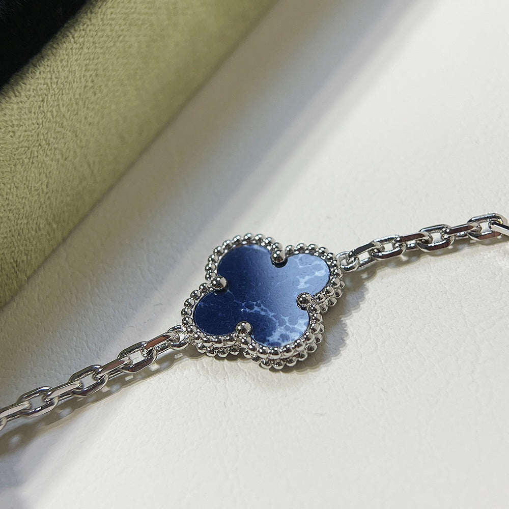 [Mystic Crown]CLOVER 5 MOTIF PIETERSITE SILVER BRACELET