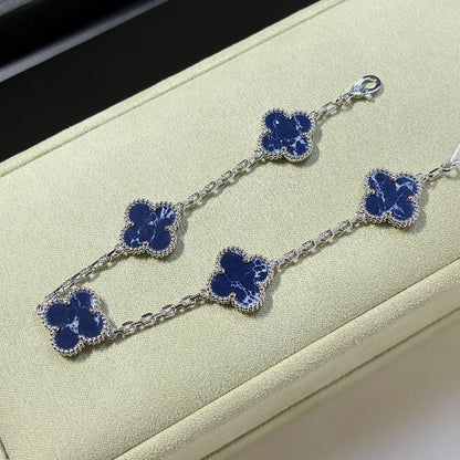 [Mystic Crown]CLOVER 5 MOTIF PIETERSITE SILVER BRACELET