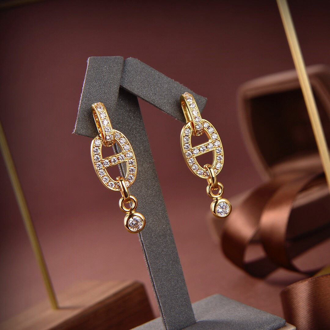 [Mystic Crown]HM CHAINE DIAMOND EARRINGS