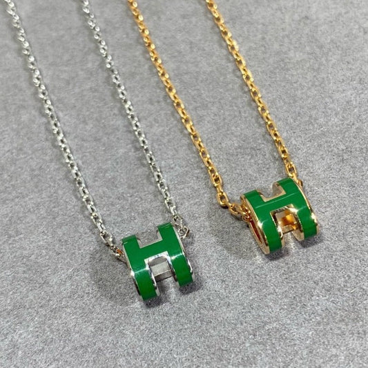 [Mystic Crown]POP H GREEN NECKLACE SILVER AND GOLD