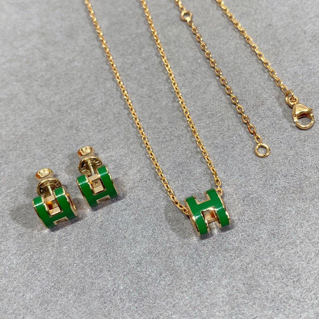 [Mystic Crown]POP H GREEN NECKLACE SILVER AND GOLD