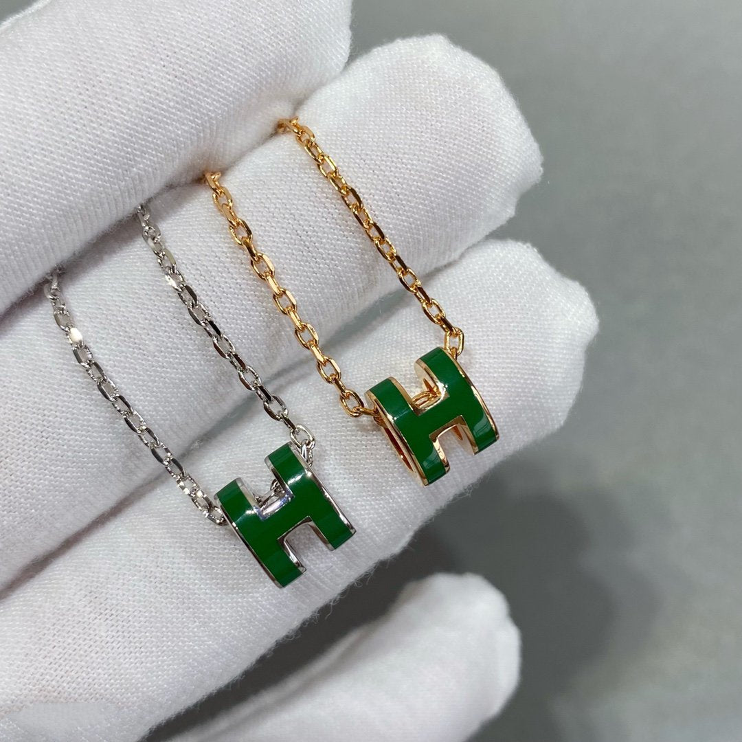 [Mystic Crown]POP H GREEN NECKLACE SILVER AND GOLD