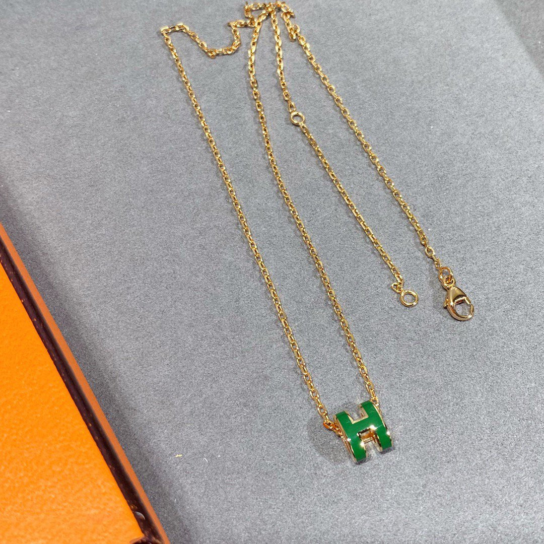 [Mystic Crown]POP H GREEN NECKLACE SILVER AND GOLD