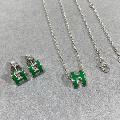 [Mystic Crown]POP H GREEN NECKLACE SILVER AND GOLD