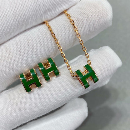 [Mystic Crown]POP H GREEN NECKLACE SILVER AND GOLD
