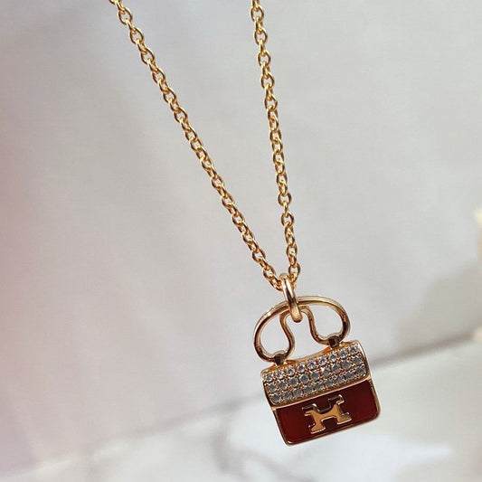 [Mystic Crown]CONSTANCE RED PEDANT PINK GOLD NECKLACE