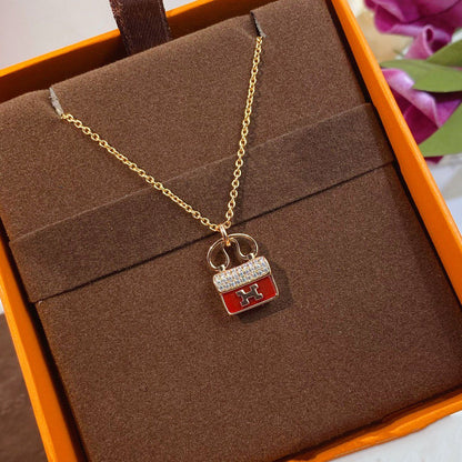 [Mystic Crown]CONSTANCE RED PEDANT PINK GOLD NECKLACE