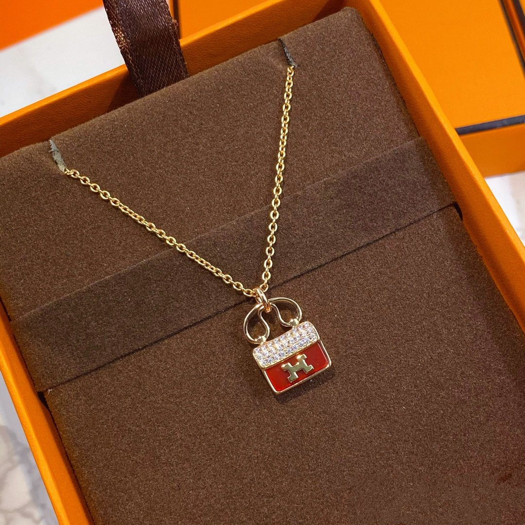 [Mystic Crown]CONSTANCE RED PEDANT PINK GOLD NECKLACE