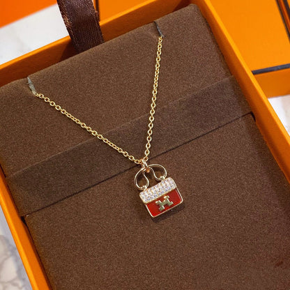 [Mystic Crown]CONSTANCE RED PEDANT PINK GOLD NECKLACE