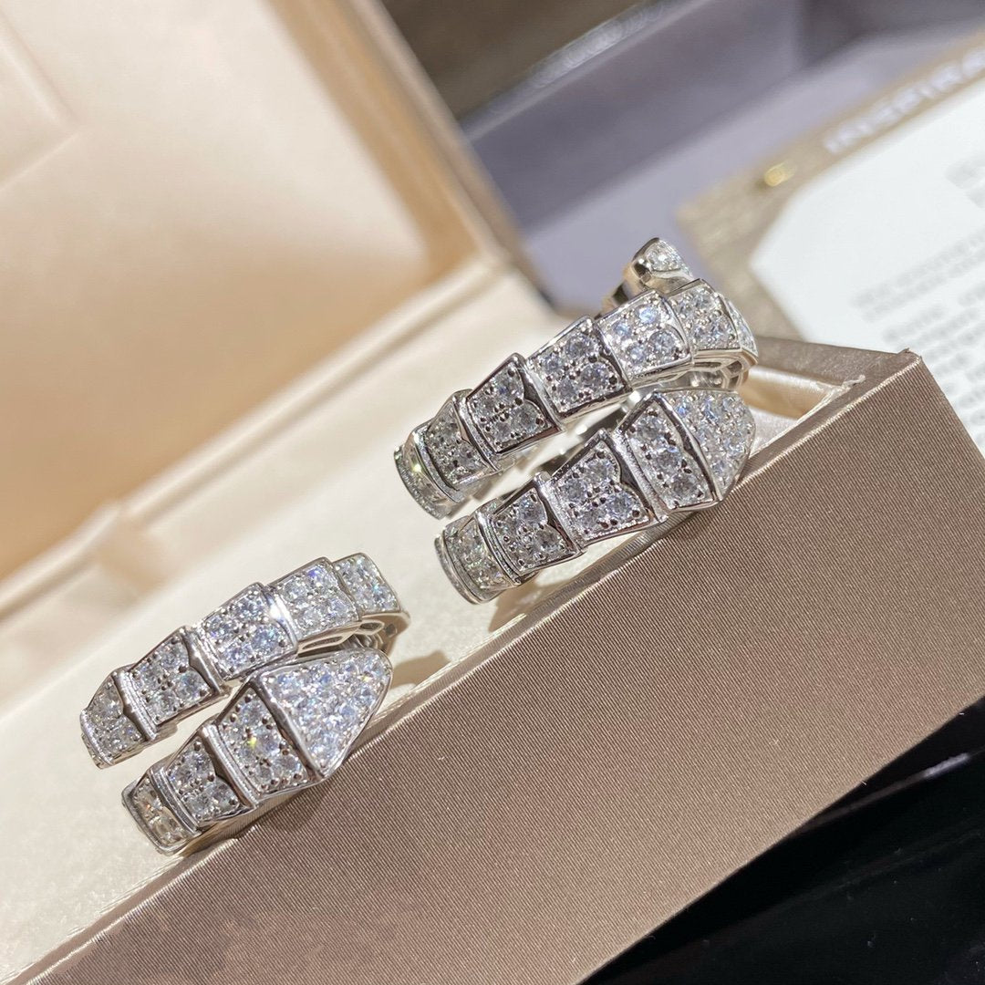[Mystic Crown]SERPENTI DOUBLE RING SILVER DIAMOND PAVED