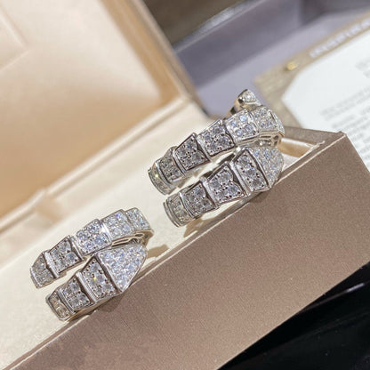 [Mystic Crown]SERPENTI DOUBLE RING SILVER DIAMOND PAVED