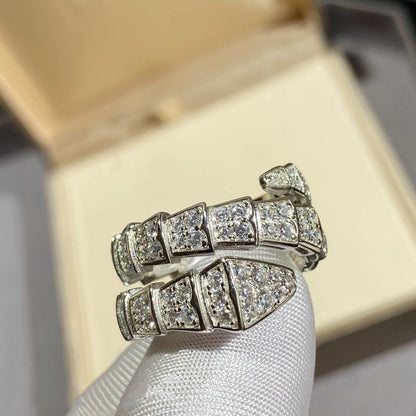 [Mystic Crown]SERPENTI DOUBLE RING SILVER DIAMOND PAVED