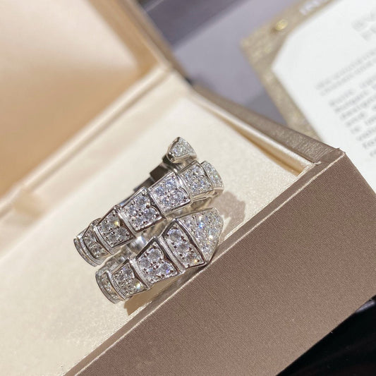 [Mystic Crown]SERPENTI DOUBLE RING SILVER DIAMOND PAVED