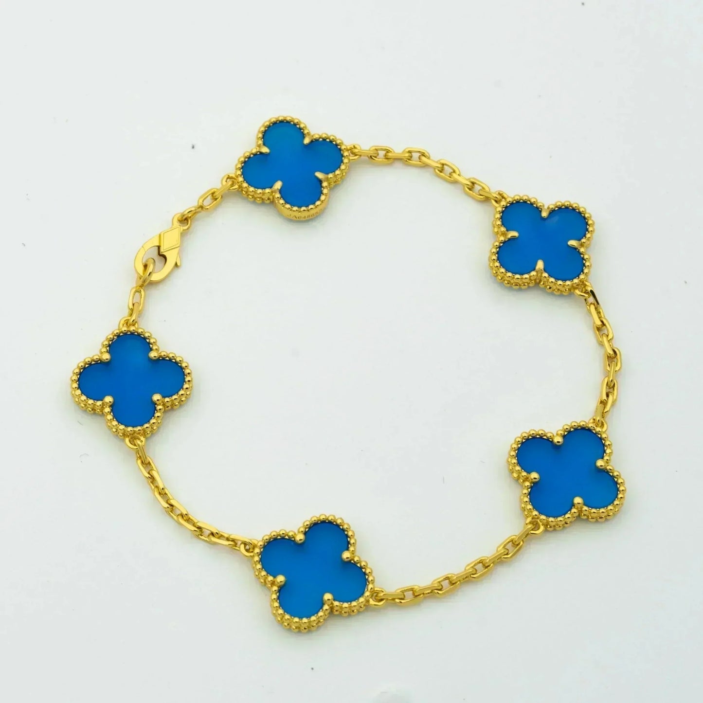 [Mystic Crown]CLOVER 5 MOTIFS BLUE AGATE BRACELET