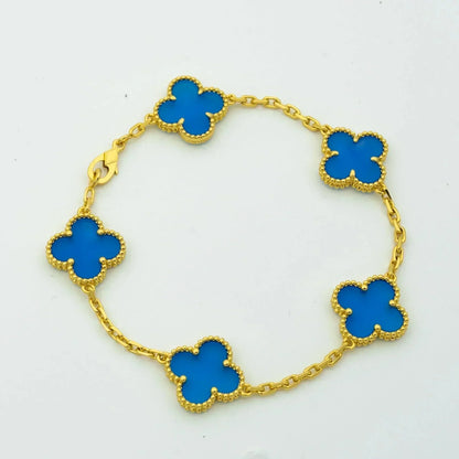 [Mystic Crown]CLOVER 5 MOTIFS BLUE AGATE BRACELET