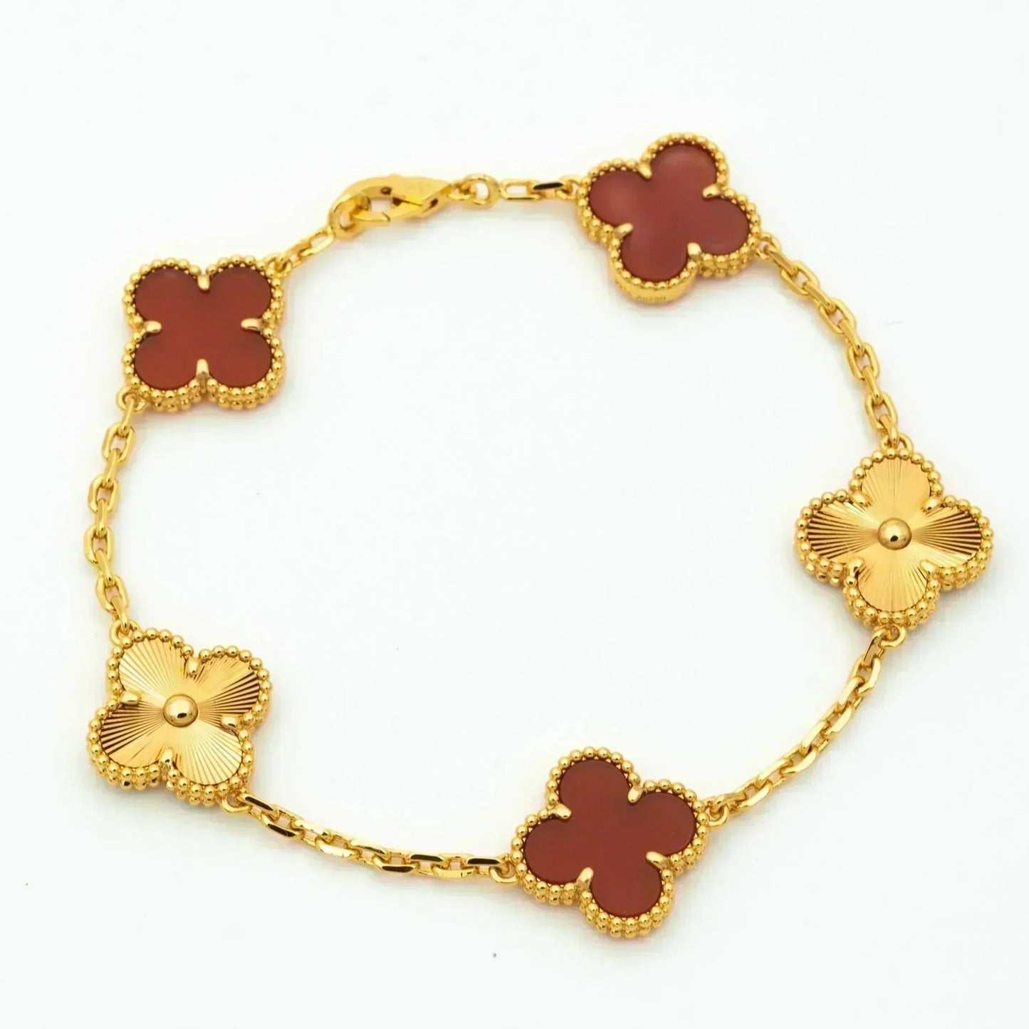 [Mystic Crown]CLOVER  5 MOTIFS CARNELIAN GOLD BRACELET
