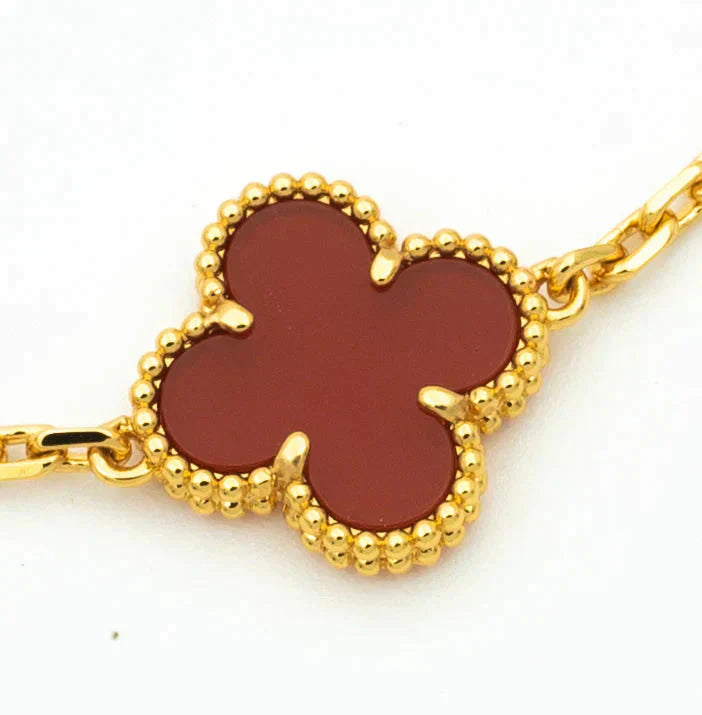 [Mystic Crown]CLOVER  5 MOTIFS CARNELIAN GOLD BRACELET