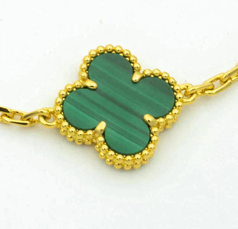 [Mystic Crown]CLOVER  5 MOTIF MALACHITE DIAMOND BRACELET